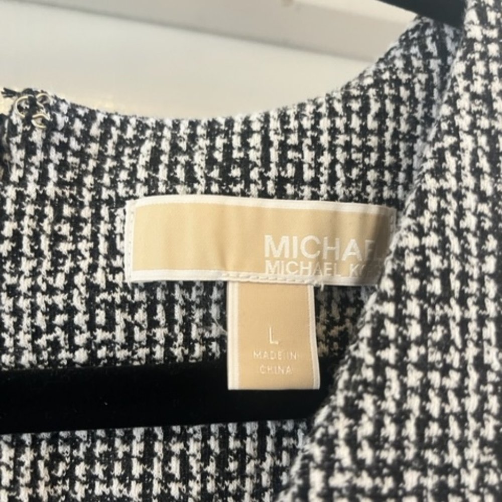MICHAEL Michael Kors fitted career dress black/ white mini woven check design